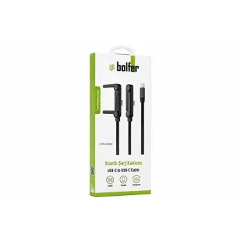 Bolfer 8PD01 Stantlı Şarj Kablosu 240W Ultra Hızlı Type-C Şarj Data Kablosu Katlanabilir Standlı Ergonomik Tasarım