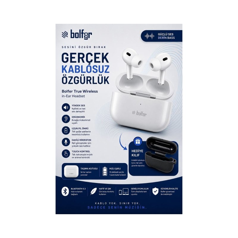 Bolfer 2PB02 Power Bank Ekranlı Dahili Kablolu Taşınabilir Hızlı Şarj Cihazı