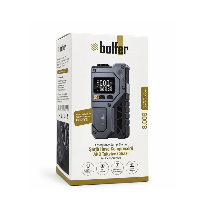 Bolfer 2AP02 Şarjlı Hava Kompresörü Akü Takviye Cihazı