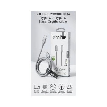 Bolfer PD07 Hasır Şarj Kablosun Type-C to Type-C