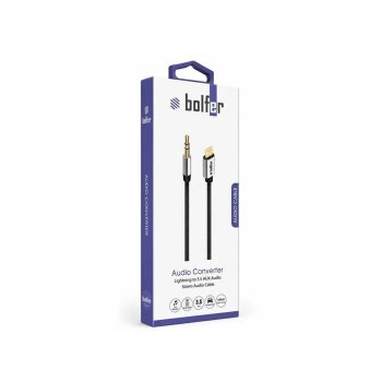 Bolfer AC03 Ses Dünüştürücü Araç İçi Uyumlu Aux Kablosu Araç İçi Dönüştürücü Lighting to 3.5 AUX Audio Strero Audio Kablo
