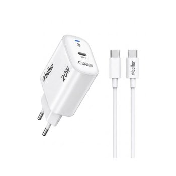 Bolfer 3PD20CB Prime Şarj Cihazı 20W USB-C Seyahat Şarjı + USB-C to USB-C Kablo Hızlı Şarj Aleti