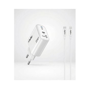 Bolfer 3PD20LB Prime Şarj Cihazı 20W USB-C Seyahat Şarjı + USB-C to Lightning Kablo Şarj Aleti