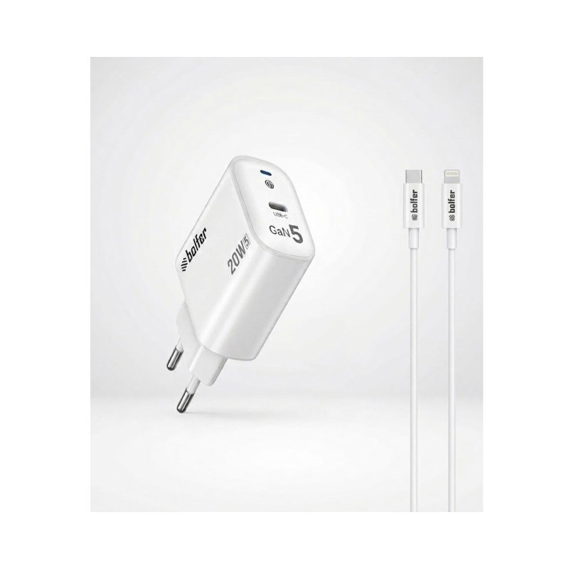 Bolfer 3PD20LB Prime Şarj Cihazı 20W USB-C Seyahat Şarjı + USB-C to Lightning Kablo Şarj Aleti
