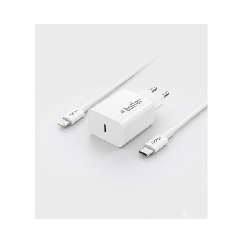 Bolfer PD103 20W PD Hızlı Şarj Cihazı Type-C'den Lightning'e Kablo