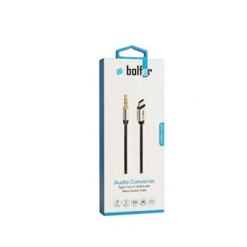 Bolfer AC04 Type-c To 3.5 mm Aux Audio Kablo Araç İçi Uyumlu Aux Kablosu Araç İçi Dönüştürücü