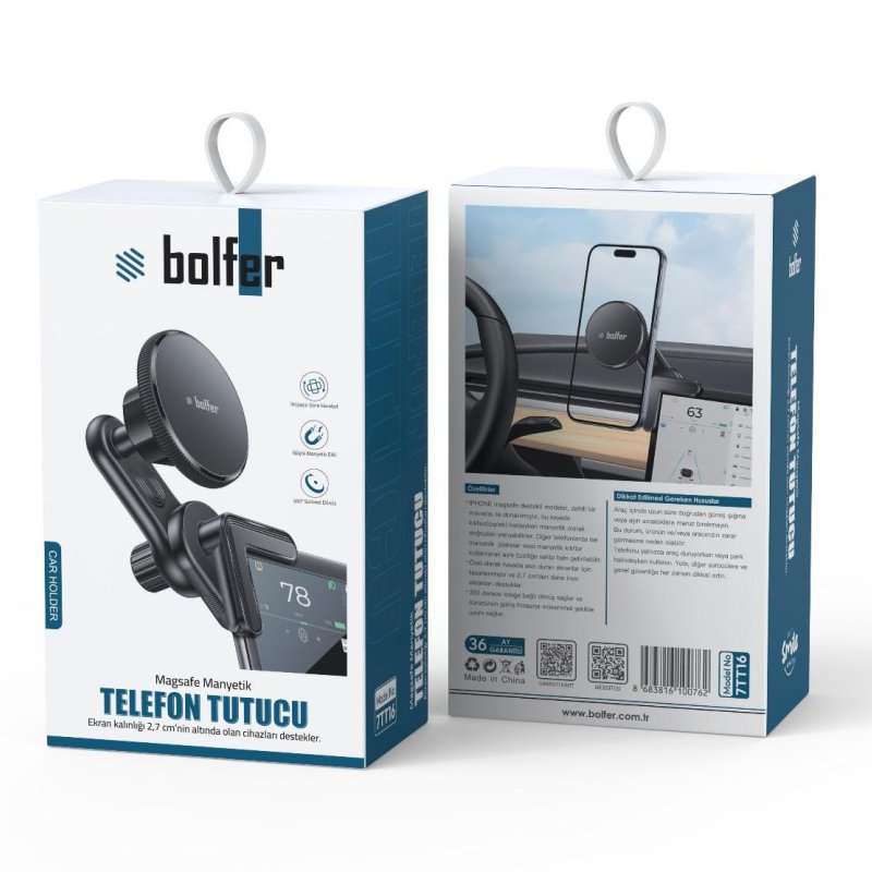 Bolfer 7TT-16 Magsafe Manyetik Telefon Tutucu Araç İçi Telefon tutucu