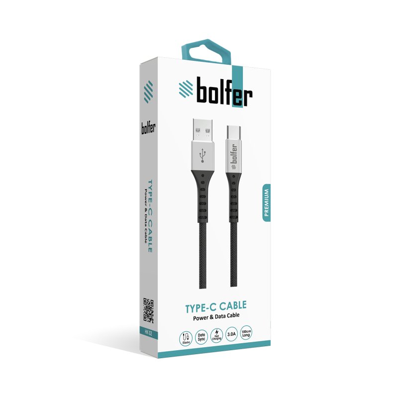 Bolfer USB-A to Type-C 3A Premium Şarj ve Data Kablosu – 1 Metre Bolfer USB-A to Type-C 3A Premium Şarj ve Data Kablosu – 1 Metre