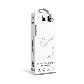 Bolfer 40W PD + USB Çift Girişli Araç Şarj Cihazı – Turbo Şarj Özellikli