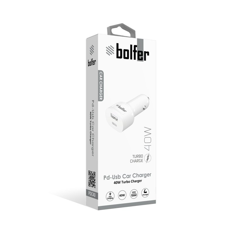 Bolfer 40W PD + USB Çift Girişli Araç Şarj Cihazı – Turbo Şarj Özellikli Bolfer 40W PD + USB Çift Girişli Araç Şarj Cihazı – Turbo Şarj Özellikli