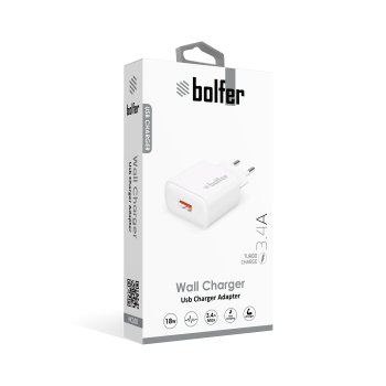 Bolfer 18W USB Hızlı Şarj Adaptörü – Tekli Çıkış (3.4A)