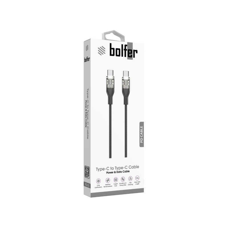 Bolfer PD-05 Type-C to Type-C Kablo – 27W Güç ve Veri Aktarım Kablosu Bolfer PD-05 Type-C to Type-C Kablo – 27W Güç ve Veri Aktarım Kablosu