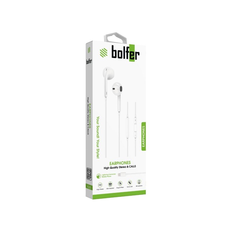 Bolfer KL03 Lightning Girişli Kablolu Kulaklık – Mikrofonlu, Ses ve Çağrı Kontrollü Bolfer KL03 Lightning Girişli Kablolu Kulaklık – Mikrofonlu, Ses ve Çağrı Kontrollü