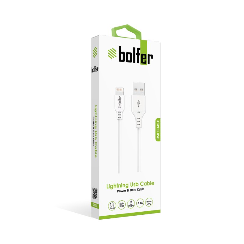 Bolfer DK01 Lightning USB Kablo – 3.1A Hızlı Şarj ve Veri Aktarımı, 100cm Bolfer DK01 Lightning USB Kablo – 3.1A Hızlı Şarj ve Veri Aktarımı, 100cm