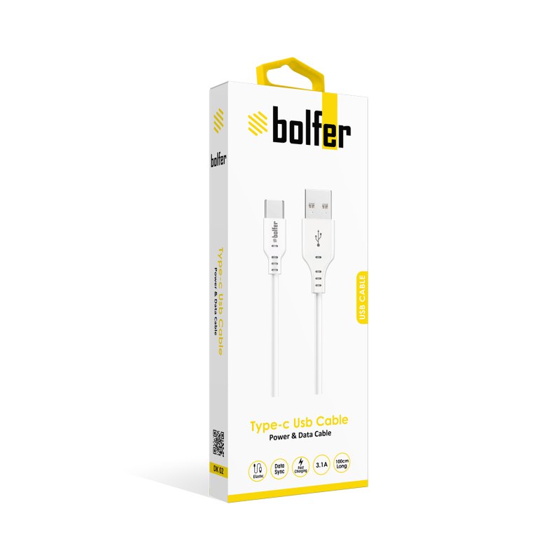 Bolfer DK02 Type-C USB Kablo – 3.1A Hızlı Şarj ve Veri Aktarımı, 100cm Bolfer DK02 Type-C USB Kablo – 3.1A Hızlı Şarj ve Veri Aktarımı, 100cm